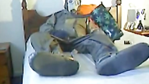 Super sexy brunette hair sucks two cocks