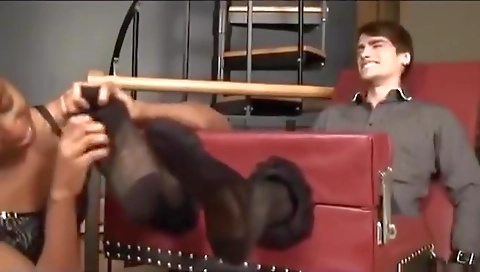 Sexy blonde tranny fucks her boyfriend and black cock