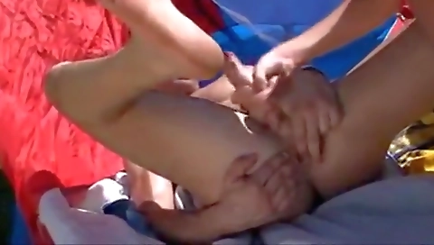 Teeny fucked on a double penetration